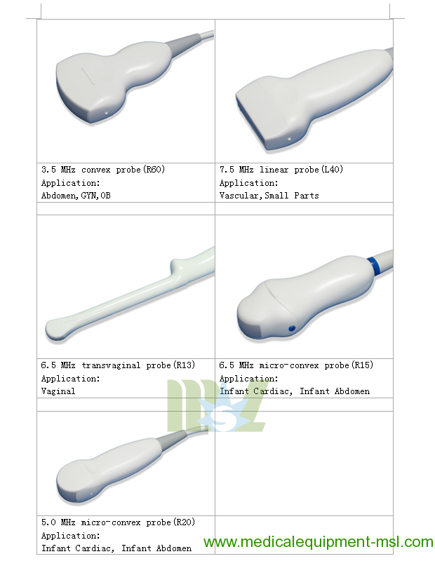 Protable touch screen color doppler ultrasound MSLCU25 Multi-frequency probes